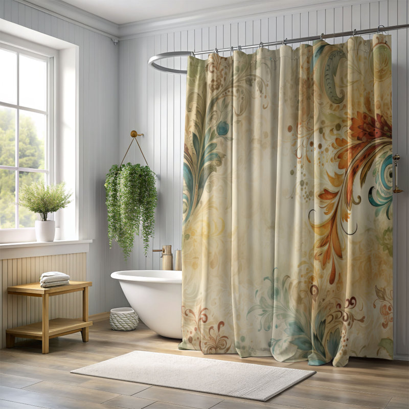 Rideau de douche Historic Paisley - Premium, H 74 po x l 71 po