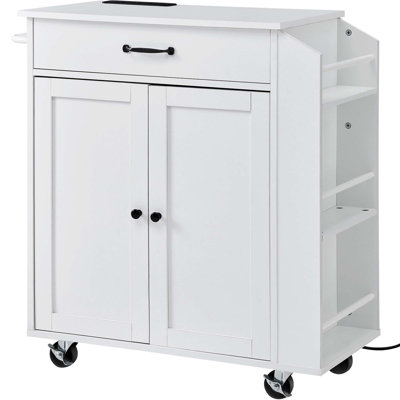 Armoire de rangement sur roulettes avec station de charge pour îlot de cuisine