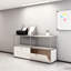 Armoire de rangement moderne et modulaire en métal avec tablettes réglables, organisateur de bureau polyvalent avec portes à fermeture en douceur, armoire en acier robuste pour bureau à domicile, salon, entrée ou cuisine-123176086