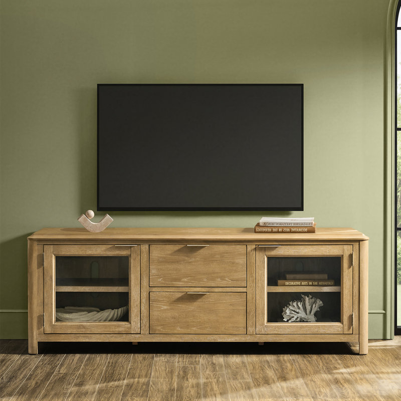 Clavier 79.5''W Oak Modern Farmhouse Media Console Fully Assembled