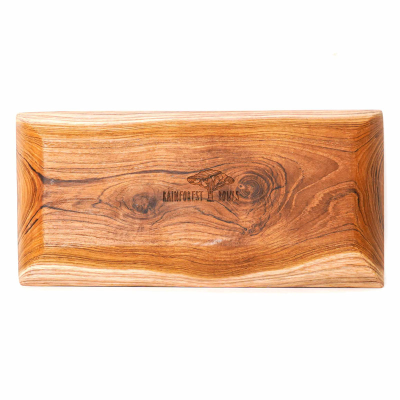 Assiette rectangulaire en bois de teck - petit (ensemble de 2)