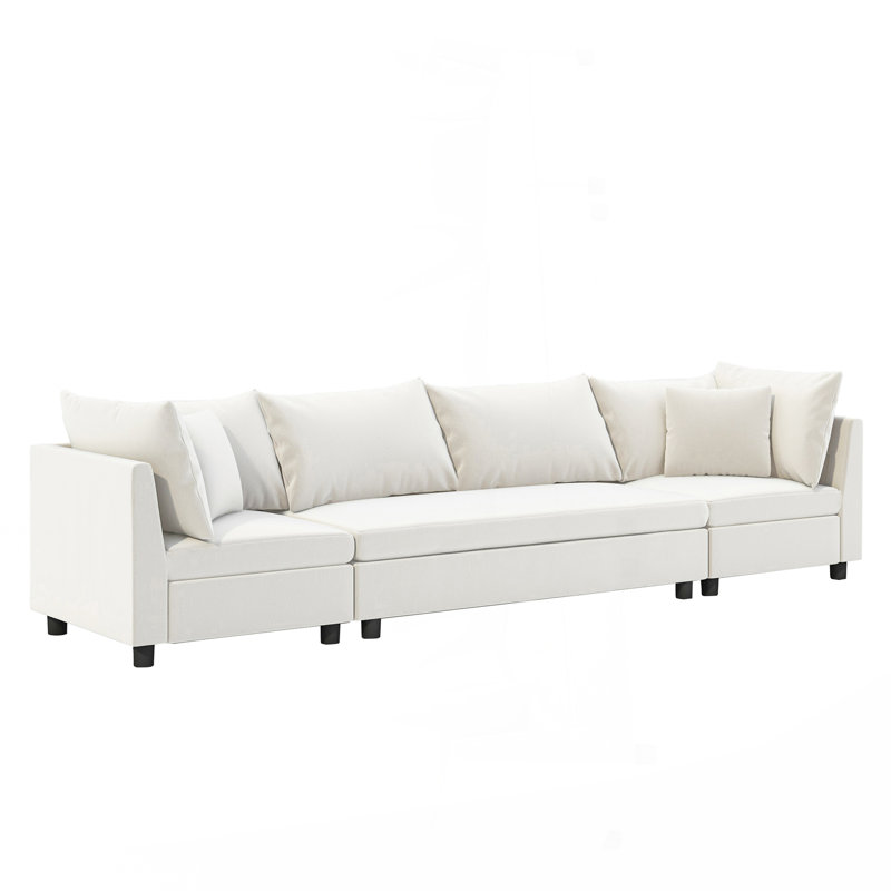 116*30'' Modern Modular Sectional Sofa, Cream Chenille