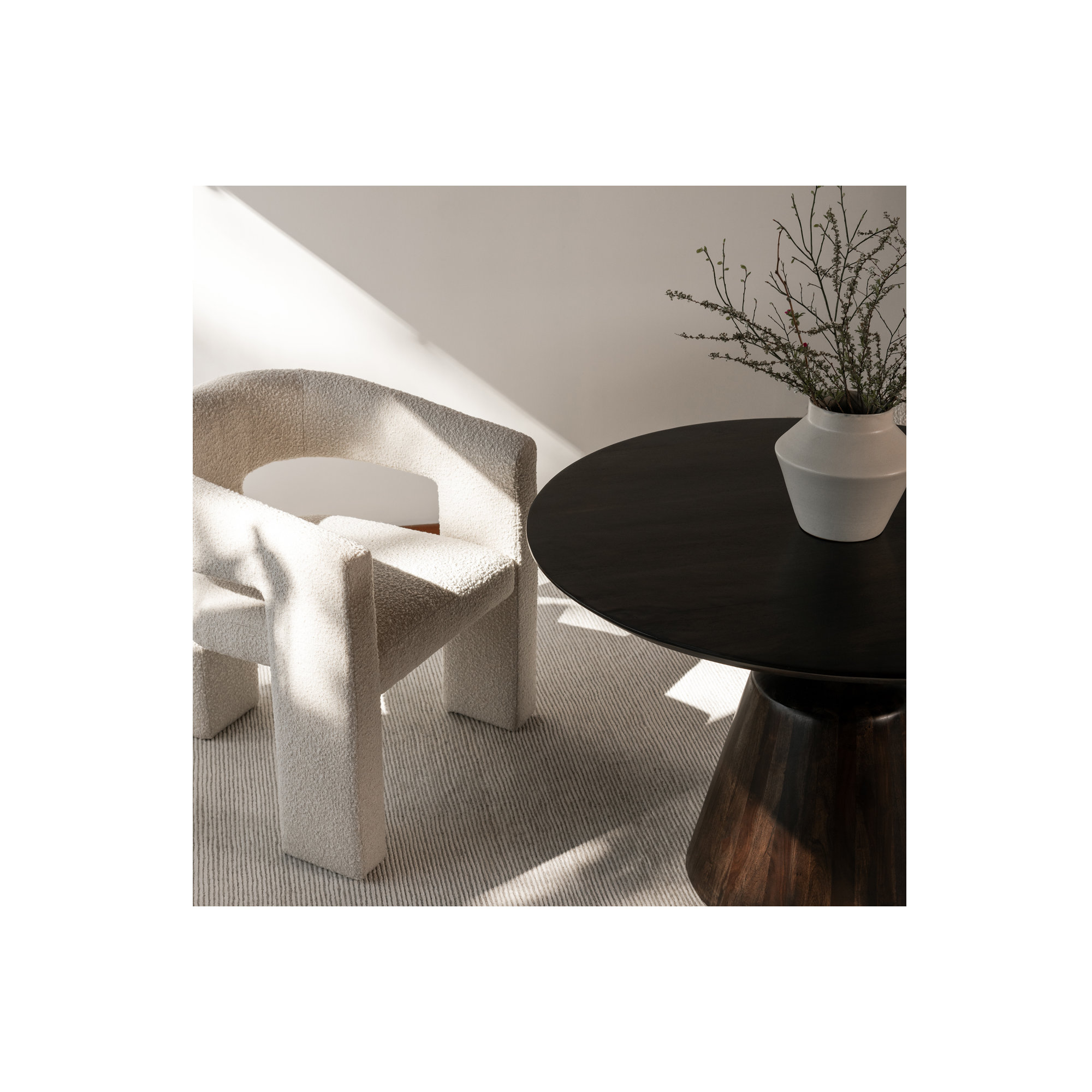 Verna Upholstered Barrel Chair, White Polyester Blend