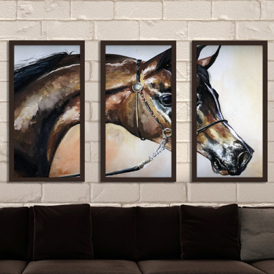 « cheval 2 », ensemble de 3 reproductions d’art encadrées
