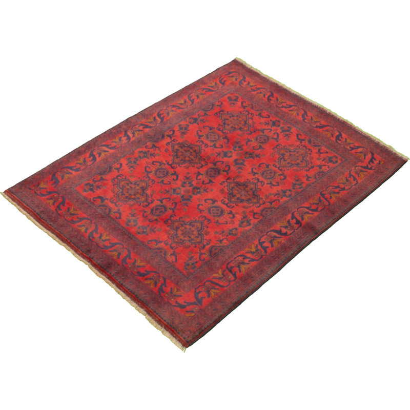 Tapis de la zone en laine rouge 5 pi 1 po x 6 pi 6 po à la main one-of-kind-noué la 2010s esari turque Allaina