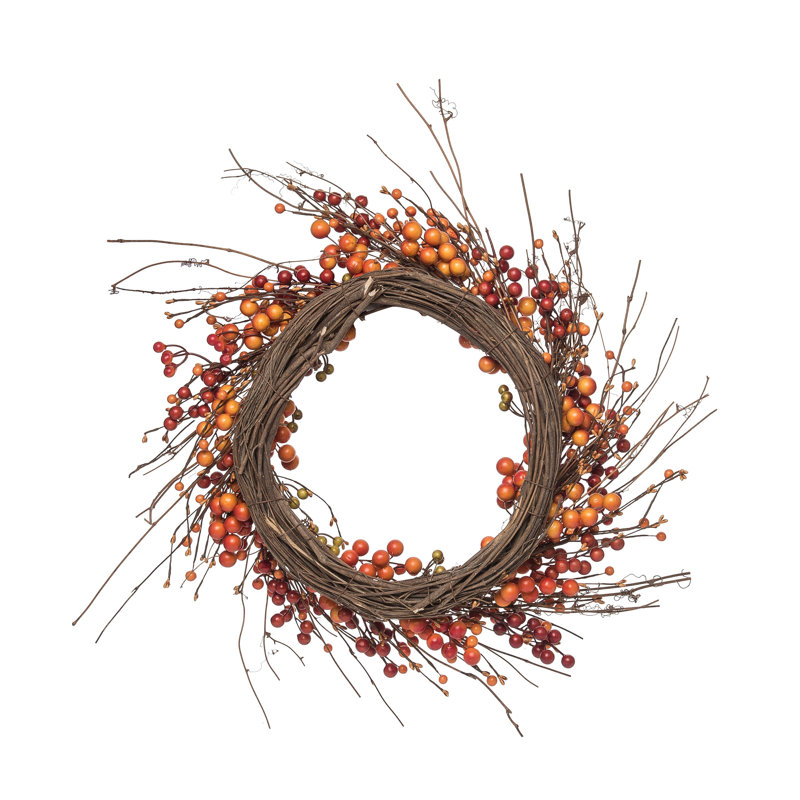 Vibrant Orange Berry Wreath for Fall Harvest Decor Artificial Foam Wreath Perfect for Indoor Use Stunning Wall Decoration Ideal for Gift Giving and Hostess Gifts Celebrate Autumn with Style