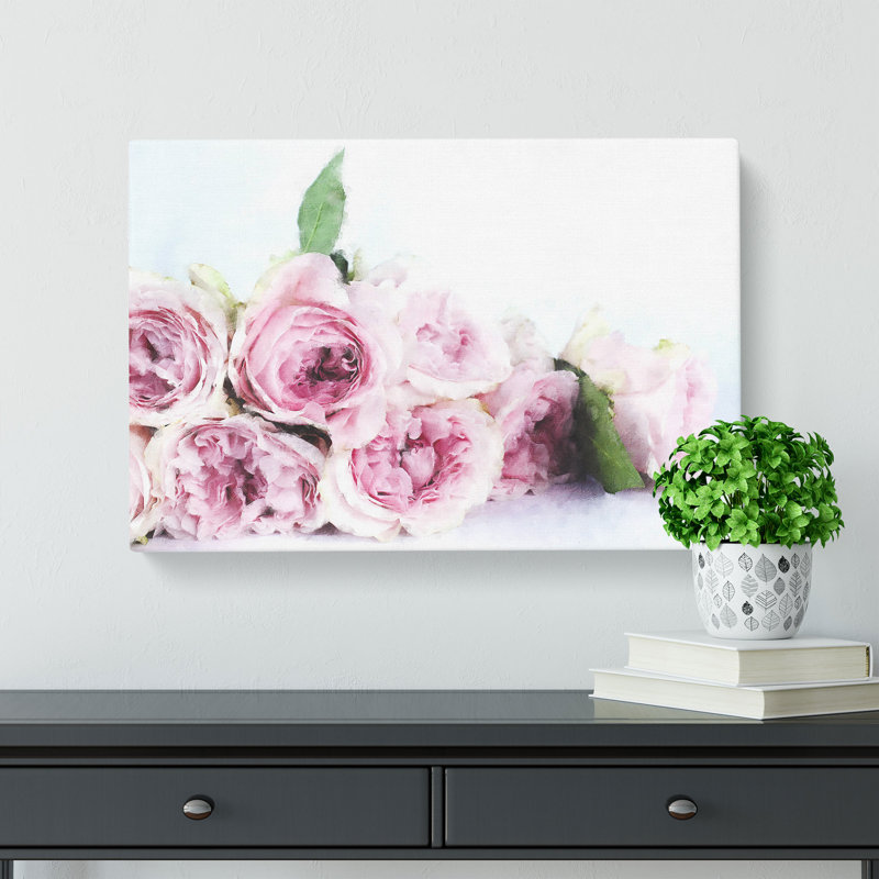 Dusty Pink Roses - Wrapped Canvas Painting, 60cm H x 91cm W x 3cm D