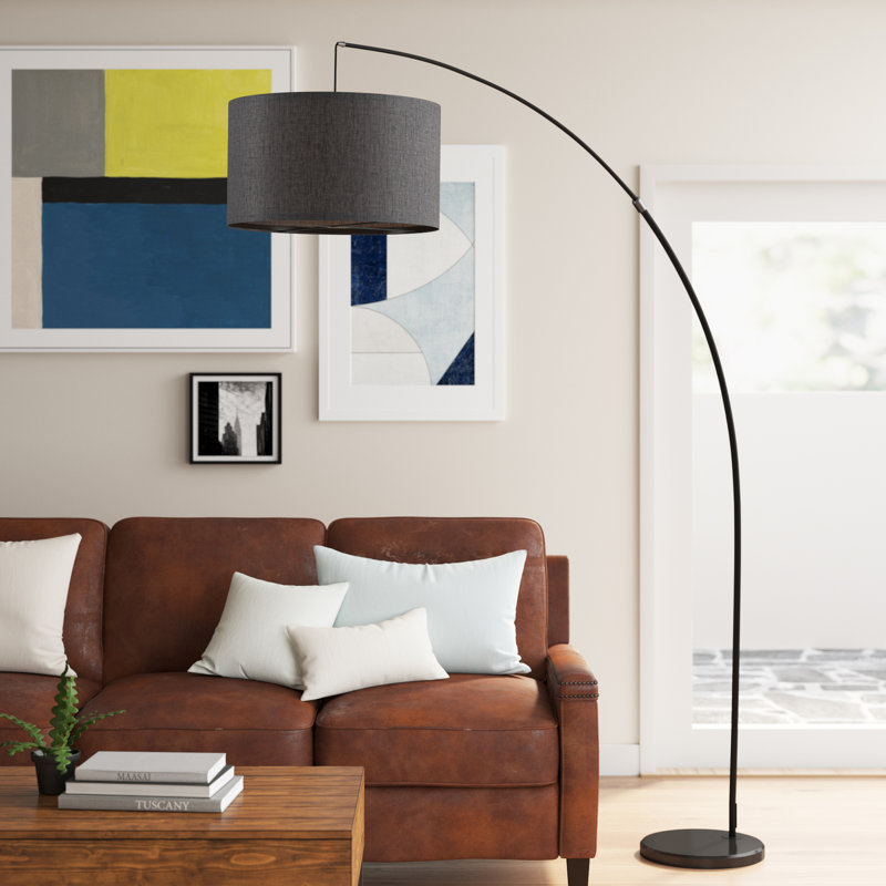 Hartington 86'' Arched Floor Lamp, Black, Black