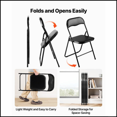 Ensemble de 4 chaises pliantes portatives avec coussin rembourré, durables et confortables pour une utilisation intérieure et extérieure