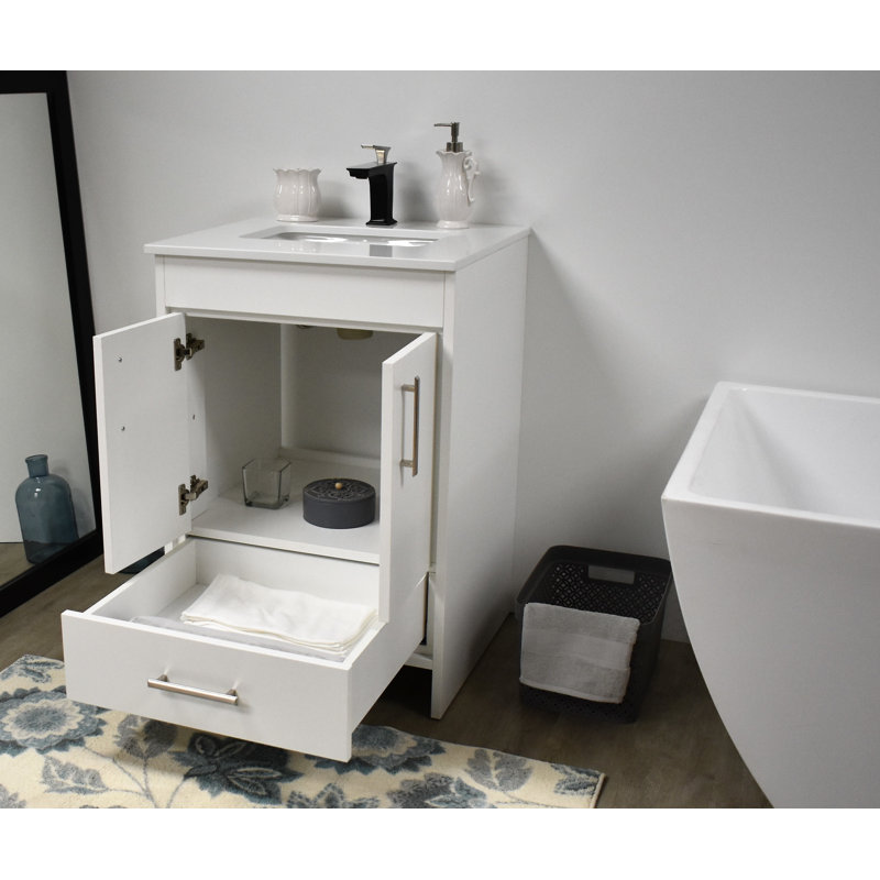 Ensemble de meuble-lavabo simple 24 po Annily, Blanc, Brillant