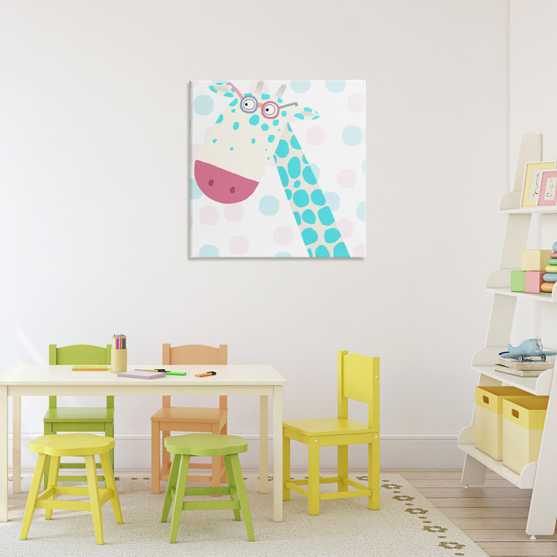 Toile électrique girafe bleue, design par Carla Daly, H 24 po x l 24 po