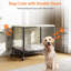 Wooden Dog Crate Furniture End Table with 360° Lockable Wheels, Double Doors, Removable Tray & 3 Hooks, 69×51×60cm, 32KG Top Load Capacity, Pine-2011557147