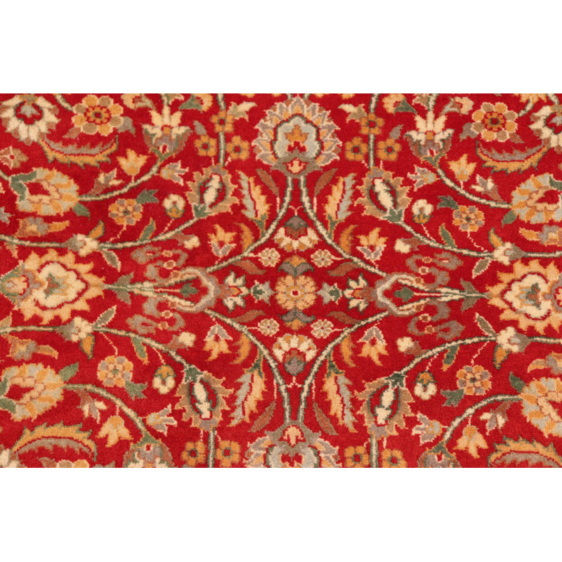 Tapis jaune / rouge en laine noué à la main de style oriental Paduano 8 pi 1 po x 9 pi 10 po