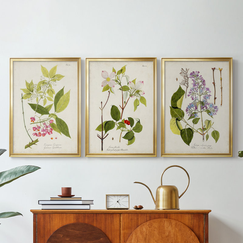 Arbre en fleurs IV - Toile tendue avec châssis sur mesure - 3 pièces, H 15 po x l 19 po, Doré