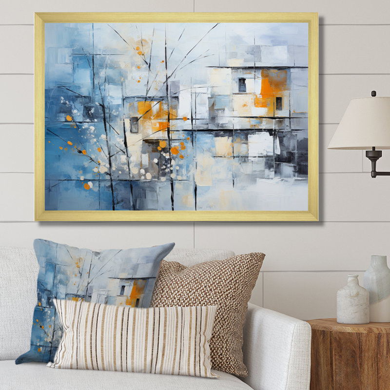 Abstract Snow Elegance Collage - Print, Gold Single Picture Framed, 24" H x 32" W x 1" D