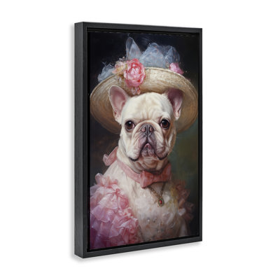 Pink Victorian Frenchie Floating Frame, design by Wumples