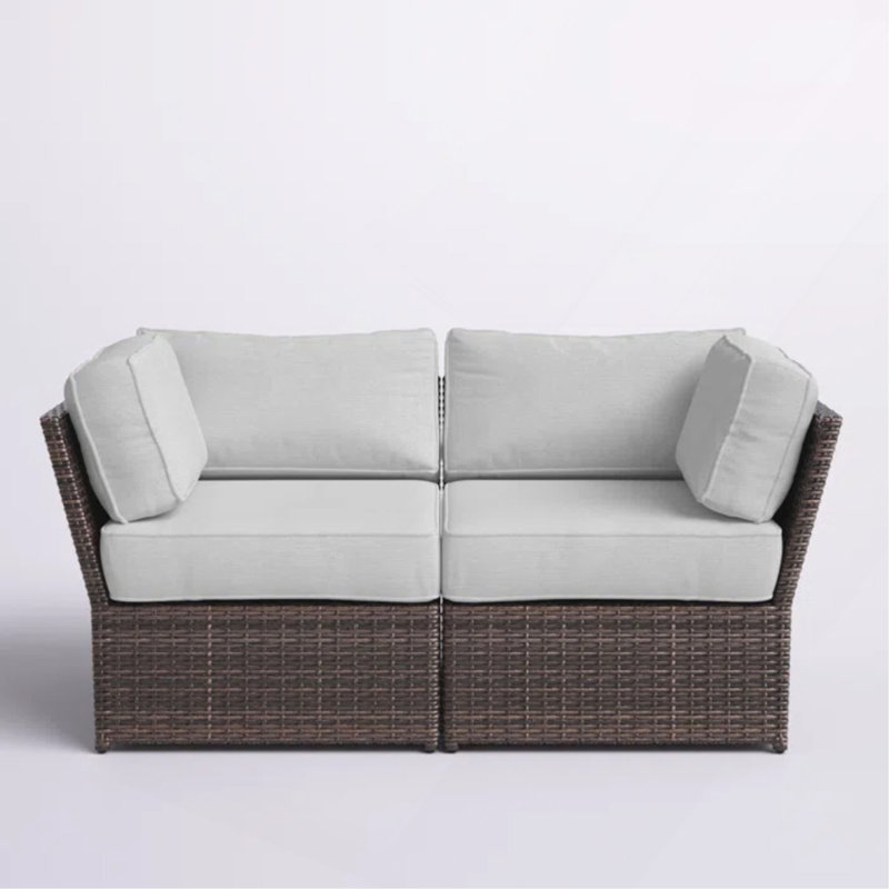 Fully Assembled 66" Outdoor Wicker Loveseat With Cushions – Ready-To-Use Patio Seating, Brown
