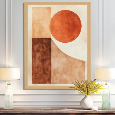 Orange Brown Modern Geometry Flow II - Terracotta Balance III - Tableau abstrait transitionnel encadré
