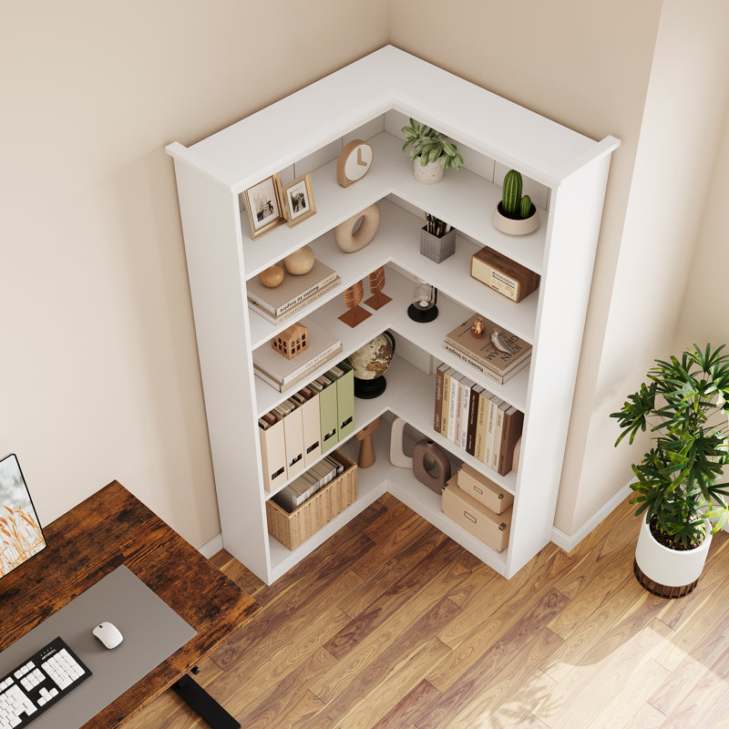 Saaskia Unfinished Corner Bookcase, White