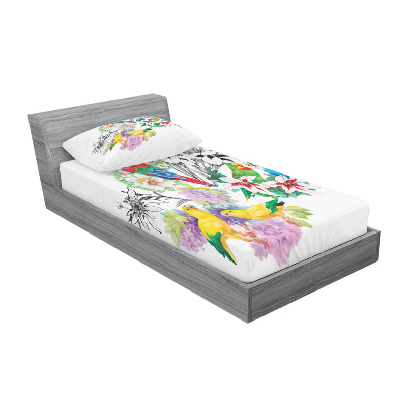 Parrot Microfiber Sheet Set, Twin XL Sheet Set + Fitted Sheet + 1 Pillowcase