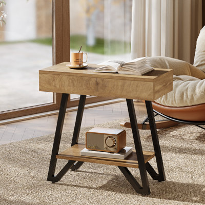 End Table for Living Room, 2-Tier Narrow Sofa Side Table with Storage