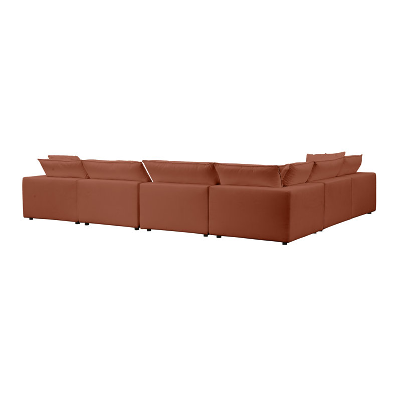 Ellaria Upholstered U-Shaped Sectional Reversible, Cognac Velvet