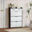 Armoires | Armoire à chaussures moderne et compacte noire, 3 portes rabattables, 2 tiroirs, grande capacité de rangement | Minimaliste | Panneau de fibres à densité moyenne, panneau de particules