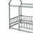 Twin Size House Floor Wooden Bed With Roof Frame,Safety Guardrails,Grey-486366807-486366805