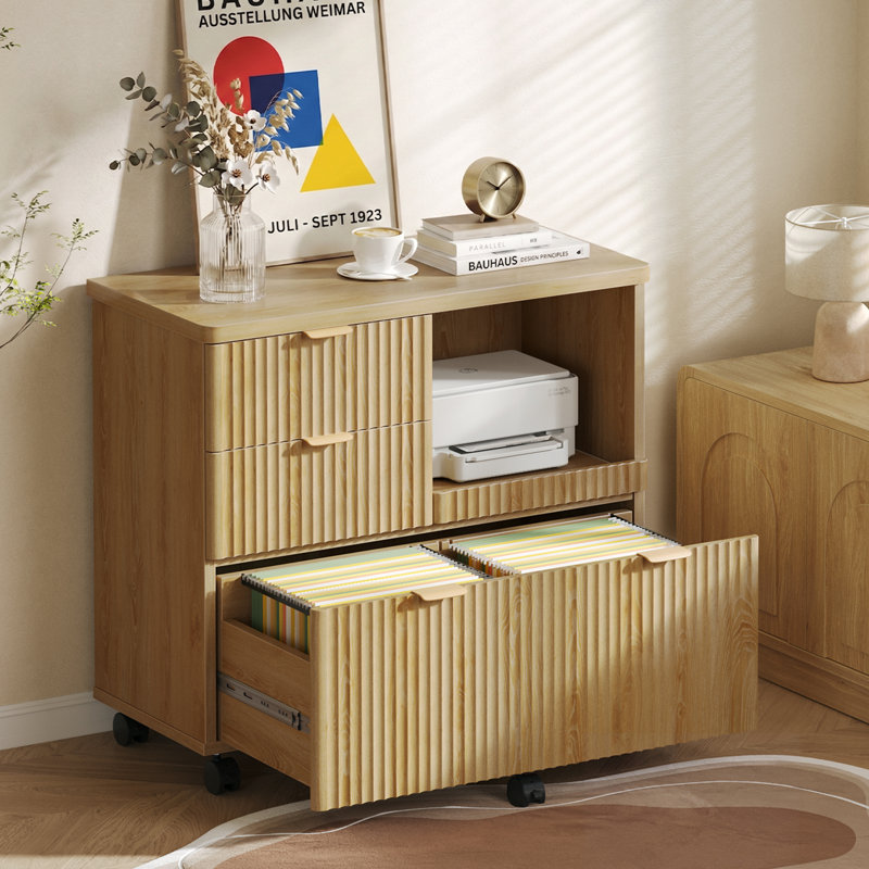 31.5cm Wide 4 -Drawer File Cabinet, Beige/Gold