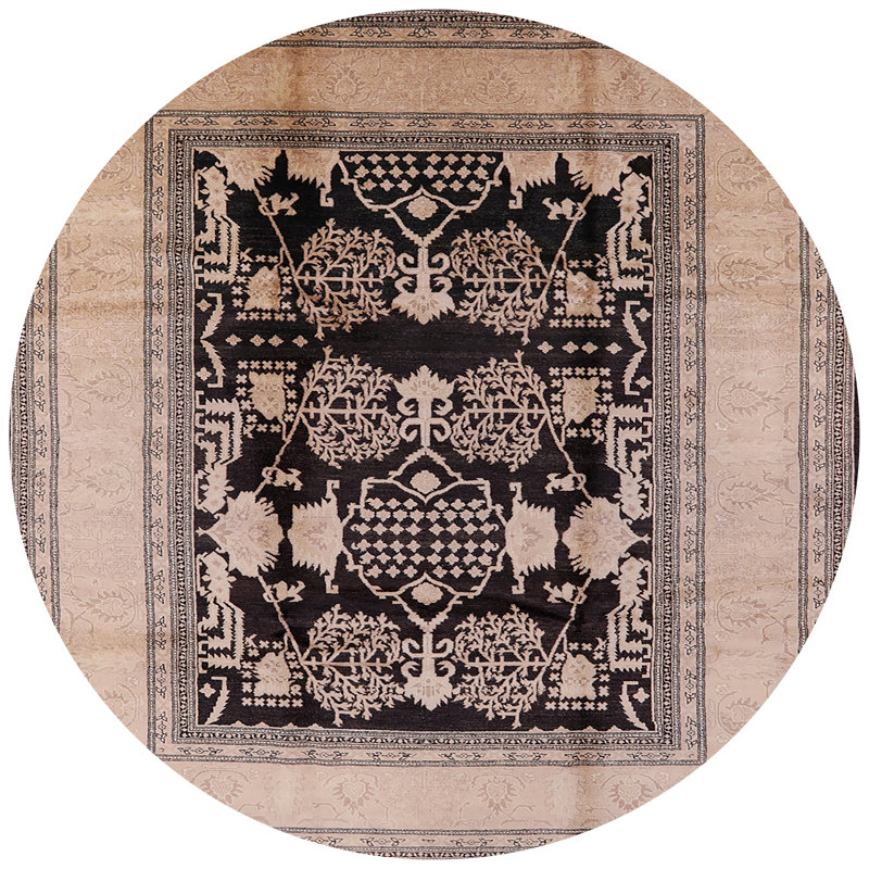 Tapis oriental brun / noir Svioandi, Rond 5 pi