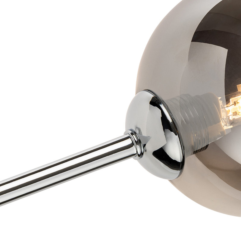 Glass Flush Mount, Chrome, 6, Smoked