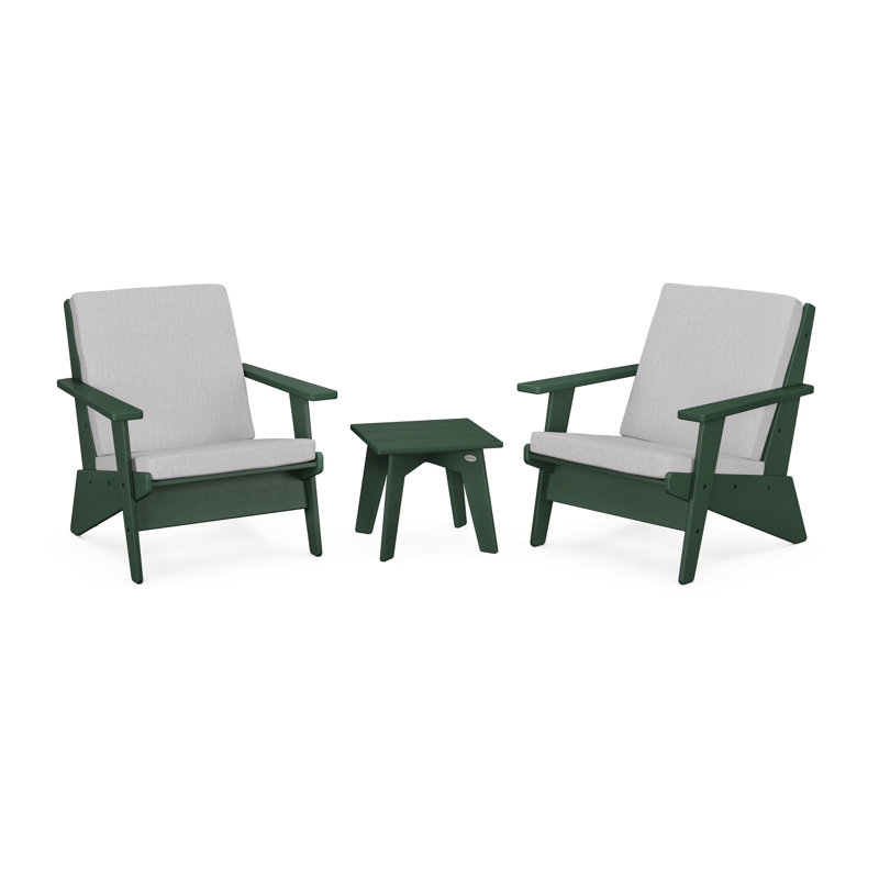Riviera Modern Lounge 3-Piece Set, Green, Granite
