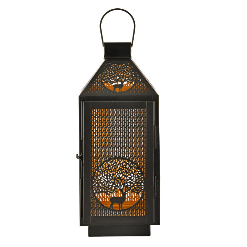 Metal Tabletop Lantern, 12" H x 5" W x 5" D