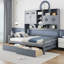 Lit de jour en bois double avec 2 tiroirs, armoire et tablette tout-en-un, gris-1123005642
