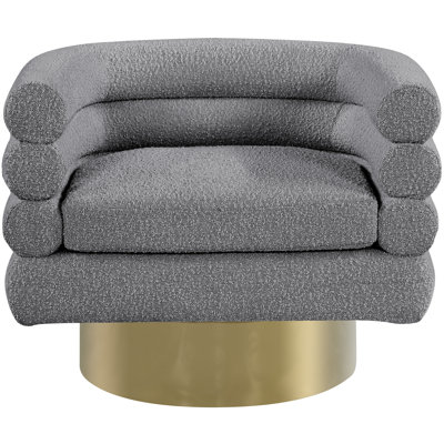 Tessa 33.5" W Boucle Swivel Barrel Chair