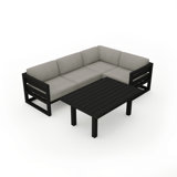 Avion Classic 5 Piece Sectional Set - Black - Cast Lagoon