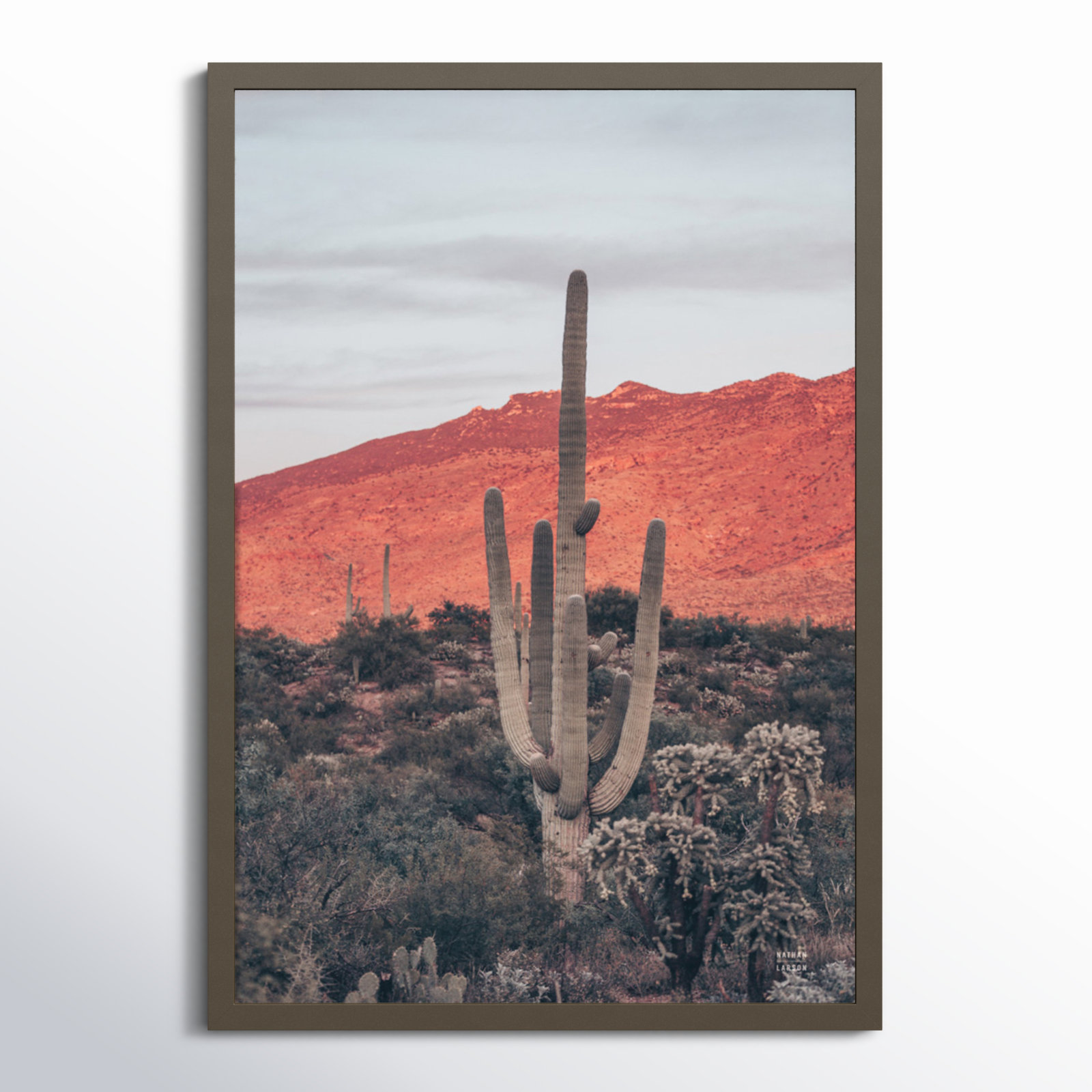 Sunsets and Saguaros Desert Photo Print, Gray, 33" H x 23" W x 1" D