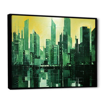 «Jade Juxtaposition Green Skyscraper Cityscape I», reproduction sur toile