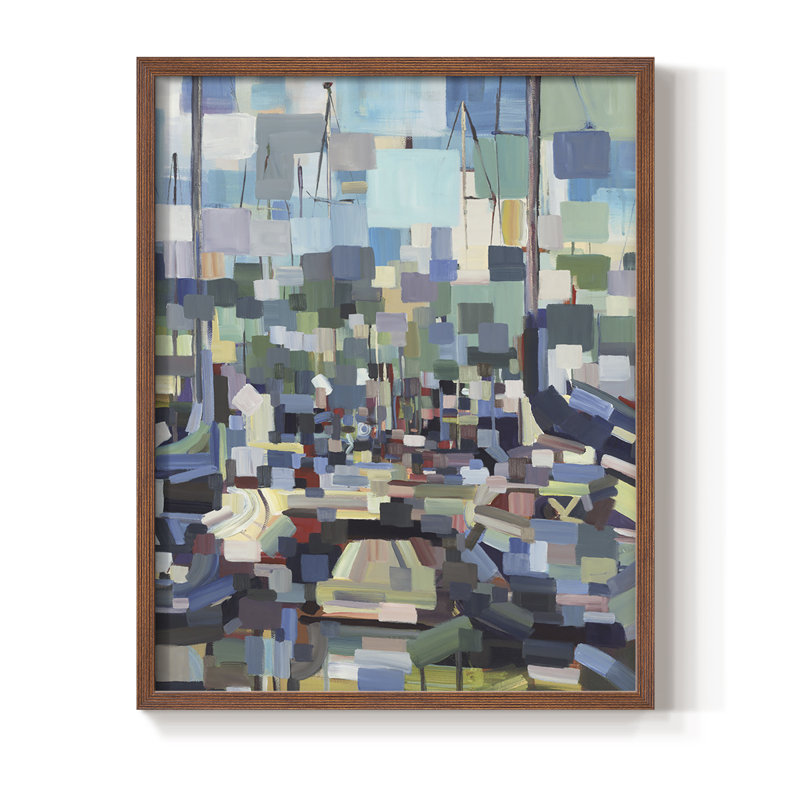 «Morning Bateaux I», reproduction encadrée - bois massif, H 11 po x l 9 po, Noyer