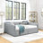 Queen Size Daybed With Two Drawers Trundle Upholstered Sofa Bed, With Vertical Stripes Linen Fabric (86.5"X65"X30")