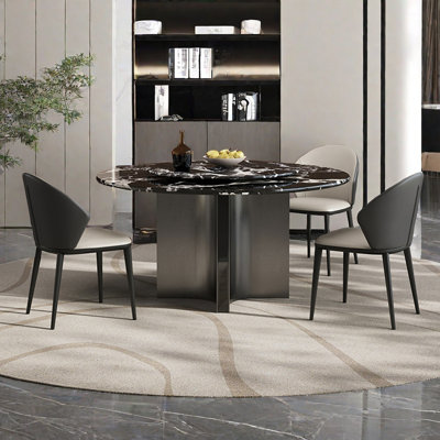 Modern Round Faux Marble Dining Table