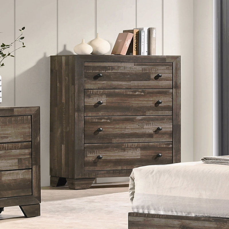 Mobilier de chambre à coucher 1 pièce 4 tiroirs, Brun
