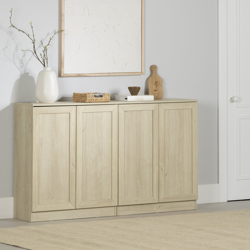 Arum Set Of 2 Sideboards With Shelves, Bleached Oak