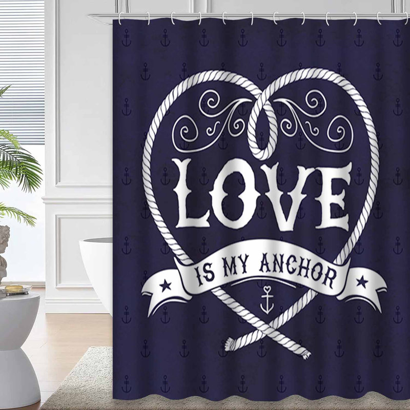Rideau de douche nautique avec 12 crochets, L 72 po x l 84 po