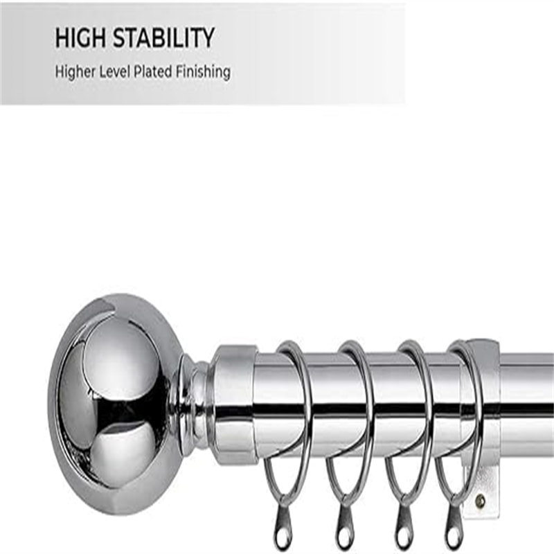 Altadena Adjustable Single Curtain Pole, Silver, 210cm W x 3cm D
