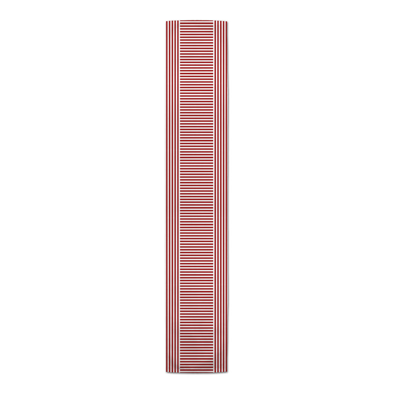 Chambre Rectangle Striped Polyester Table Runner, 90" x 16", Red