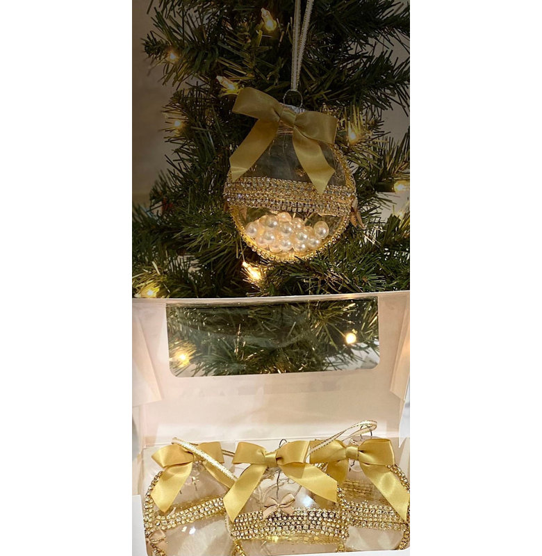 Ornements de la collection Gold / strass or avec perles à l'intérieur