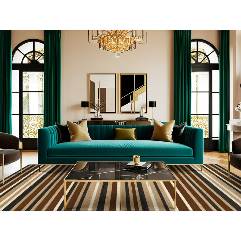  Tapis lavable rayé beige clair cognac, Tapis de couloir 2 pi x 4 pi