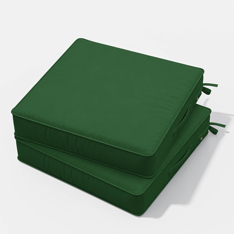 Outdoor Chair Seat Cushions，Water-Resistant Patio Chair Cushions With Handle And Non-Slip Bottom, Hunter Green, 17" W x 16" D