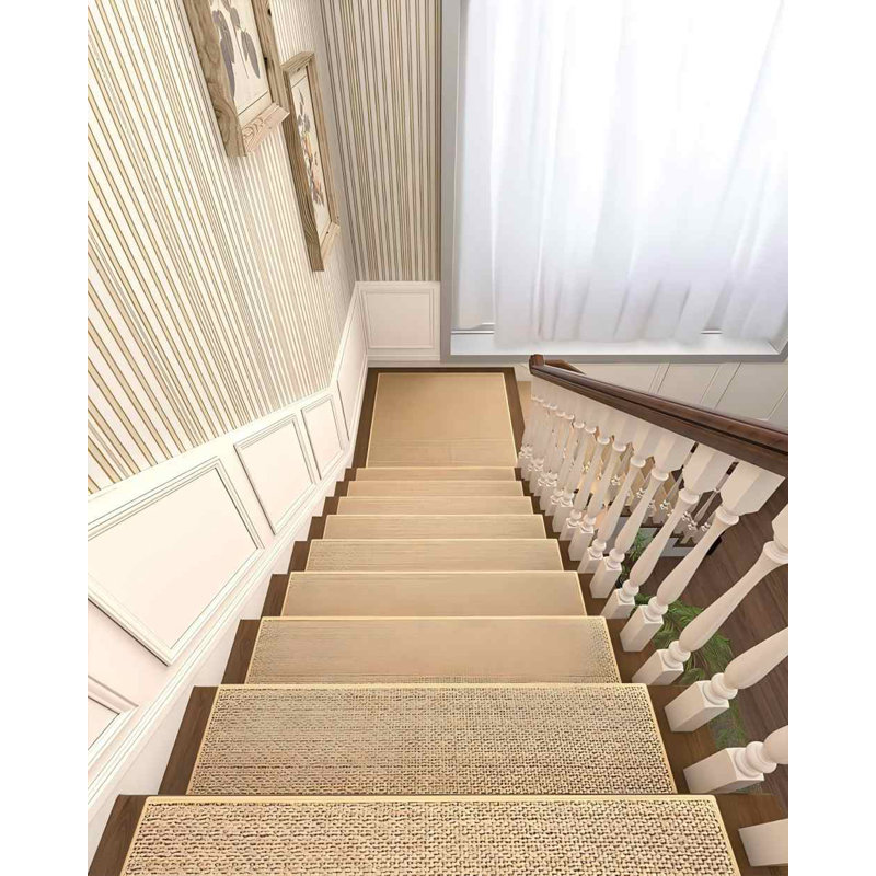 Tapis antidérapant assorti pour marches d'escalier en bois, 30 po x 30 po, beige